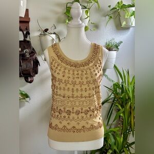 Anne Klein Beaded Embellished Knit Tank Top – Size S
